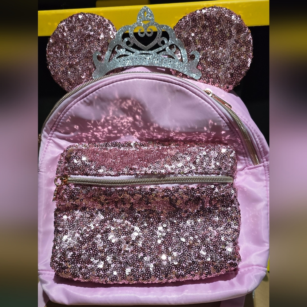 Disney Pink Sequin Backpack with Sparkly Design